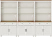 5 Tier Bookshelf 72" Tall Bookcase with Barn Doors, Large Farmhouse Display Book Shelf with 3 Drawers and Storage Cabinet, 3-In-1 Library Wood Bookshelves for Living Room or Kitchen, White