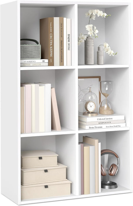 Cloud White Bookshelf With Six Generous Compartments