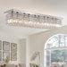 Rectangular Crystal Chandelier 47 Inch Flush Mount