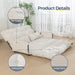 Beige Adjustable Floor Sofa Couch Foldable Sleeper