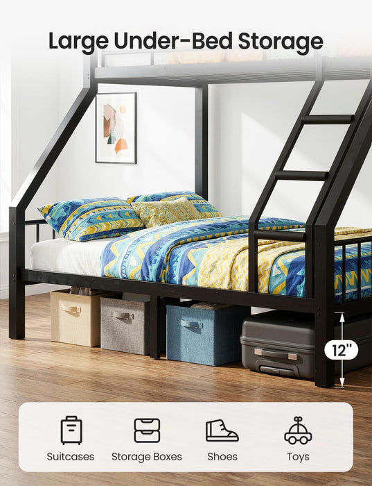 Twin XL Queen Bunk Bed Black IndustrialGradeSteelFrame