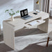 63" Modern Computer Desk with 2 Drawers, Wood Curved (Cream)