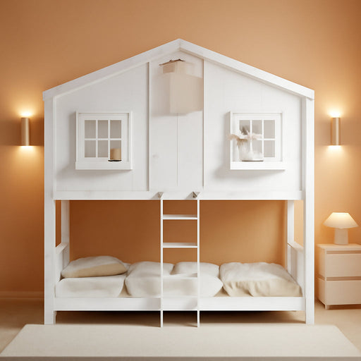 White PremiumQuality Pinewood Luxury Twin Bunk Bed
