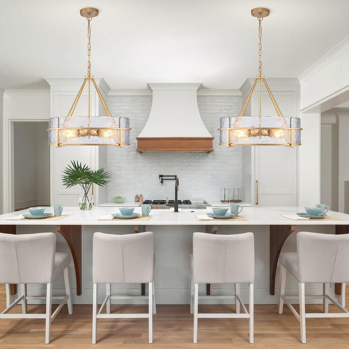 20.47" Modern Glass Chandelier, Gold Dining Room Light Fixtures over Table