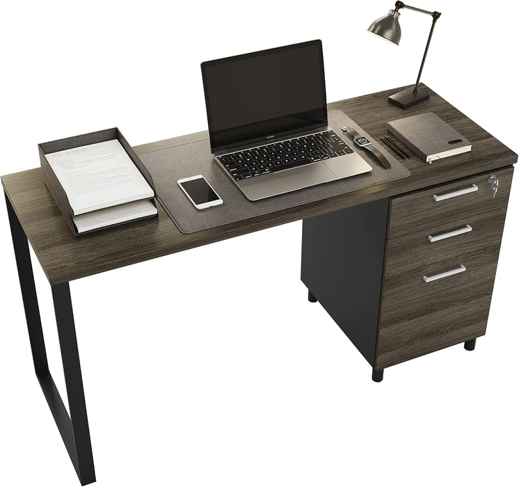 Modern Design Milano Office Computer Desk with 3 Locking Drawers, 48 Inch Grey and Black Industrial Wood Desk with Filing Drawer and Storage by Crafts and Comfort