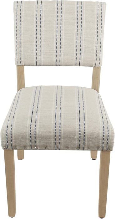 Home Decor | Upholstered Dining Chairs | Dining Chairs Set of 2 with Nailhead Trim | Decorative Home Furniture, Blue and White Stripes