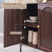 92.63" W Modern Arched Sideboard Buffet Cabinet with Storage, Brown | Fluted Arch Sideboard Cabinet W/Adjustable Shelves, Wooden Modular Kitchen Cabinet for Dining& Living Room, Entryway