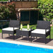 3 Pieces Patio Wicker Rattan Furniture Set with Cushions for Lawn Backyard