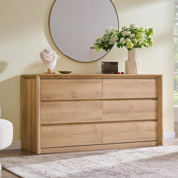 60 Inch 6 Drawer Dresser for Bedroom, 20" Depth for More Storage