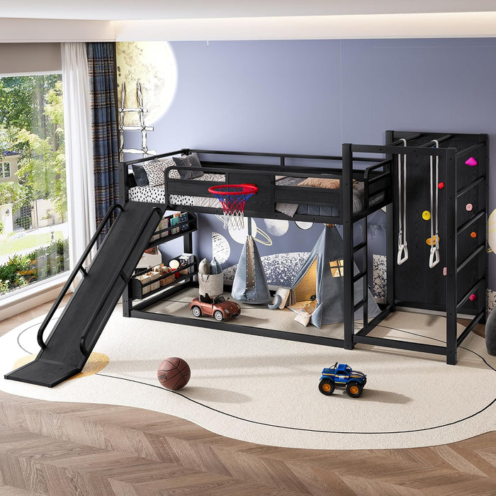 Twin Size PowderCoated Black IndustrialGrade Bunk Bed