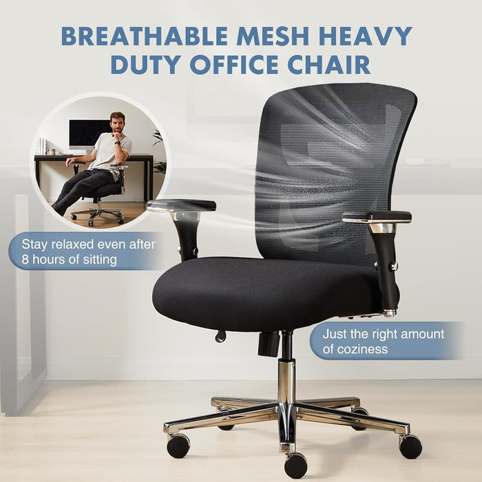 Big and Tall Office Desk Chair, 500Lbs Heavy Duty Mesh Chair