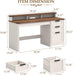 55" Farmhouse Executive Desk with 3 Drawers, Wooden Computer Desk with Keyboard Tray, Home Office Desk with File Drawer (Fits A4 Size) for Work and Study, White and Brown