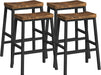 Bar Stools Set of 4, Counter Height Bar Stools, 23.6'' Bar Chairs, Saddle Stools with Footrests, Industrial Barstools for Dining Room, Kitchen, Bar, Rustic Brown and Black BF02MDP401