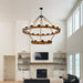 60" 2-Tier Wagon Wheel Chandelier 27-Light Extra Large Wood Chandeliers