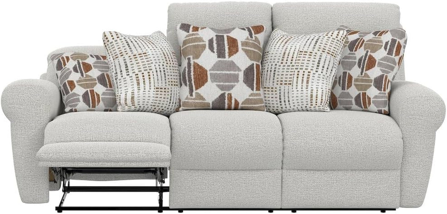 Catnapper Beige Power Reclining Sofa with Soft Fabric, Cool Gel Memory Foam, Steel Tech Frame, Pocket Coil Seating, Accent Pillows, RV Theater Comfort