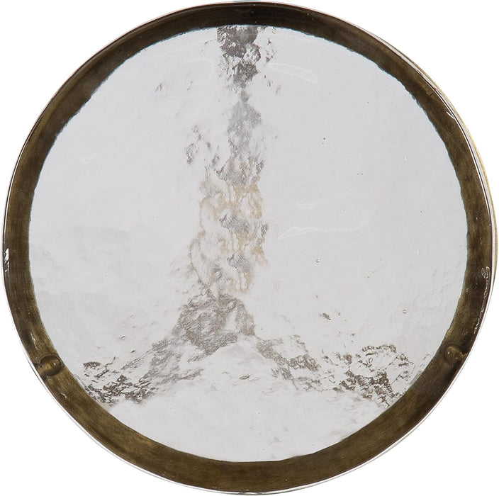 Aguilar Modern Drink Table; 9 X 9 X 23; Brass with Clear Glass; Detailed Glass Accent Table for Small Spaces