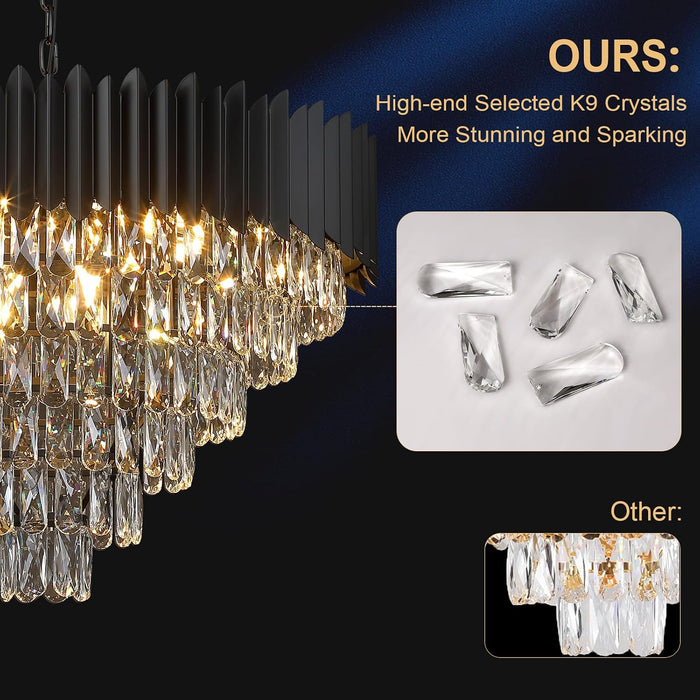 30 Inches Black Crystal Chandelier Ceiling Fixture