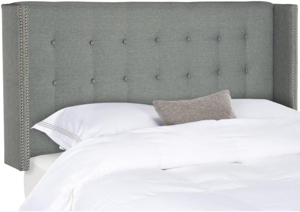 Mercer Collection Keegan Linen Tufted Winged Headboard, Queen, Grey