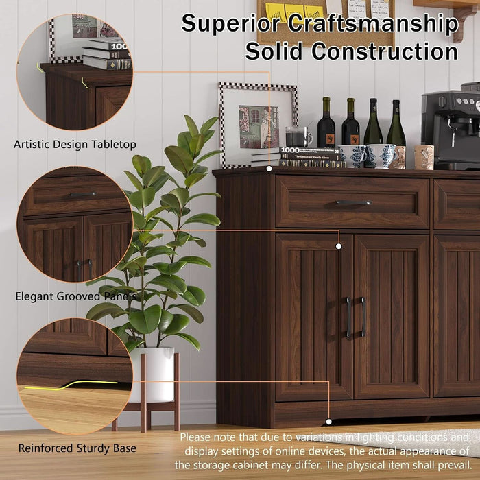 70" Buffet Cabinet with Storage, Large Modern Farmhouse Sideboard