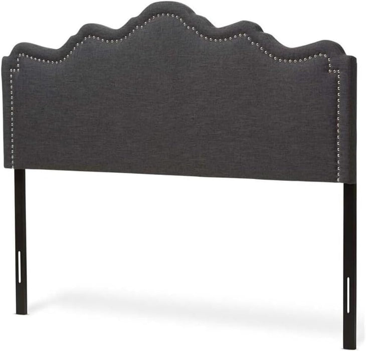 Coastal Cool Modern and Contemporary Fabric Headboard Queen/Dark Gray