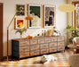 77.6" Long Dresser for Bedroom, 16 Drawer Fabric Dresser for Closet, Wide Chest of Drawers with Storage, TV Stand for 65, 75, 85 Inch TV, 77.6" W X 13" D X 26.4" H, Rustic Brown