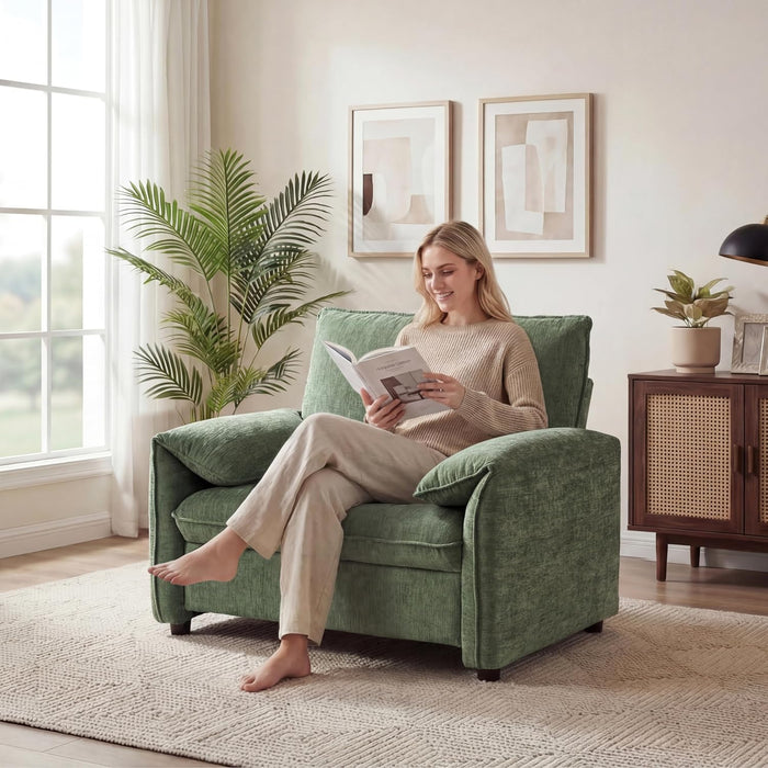 Green Luxurious Oversized Armchair With Deep Cushions