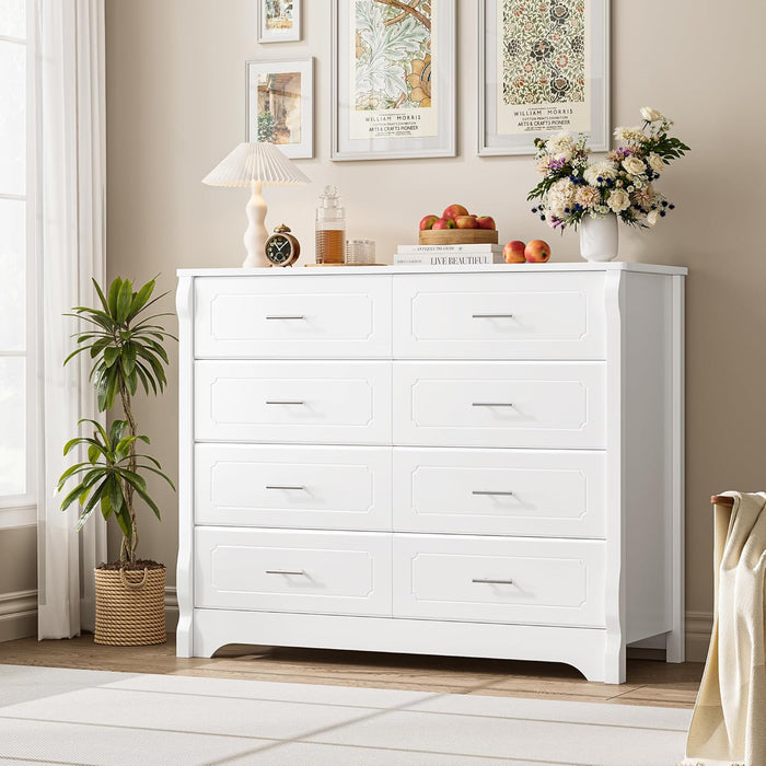 White Dresser with 8 Deep Drawers