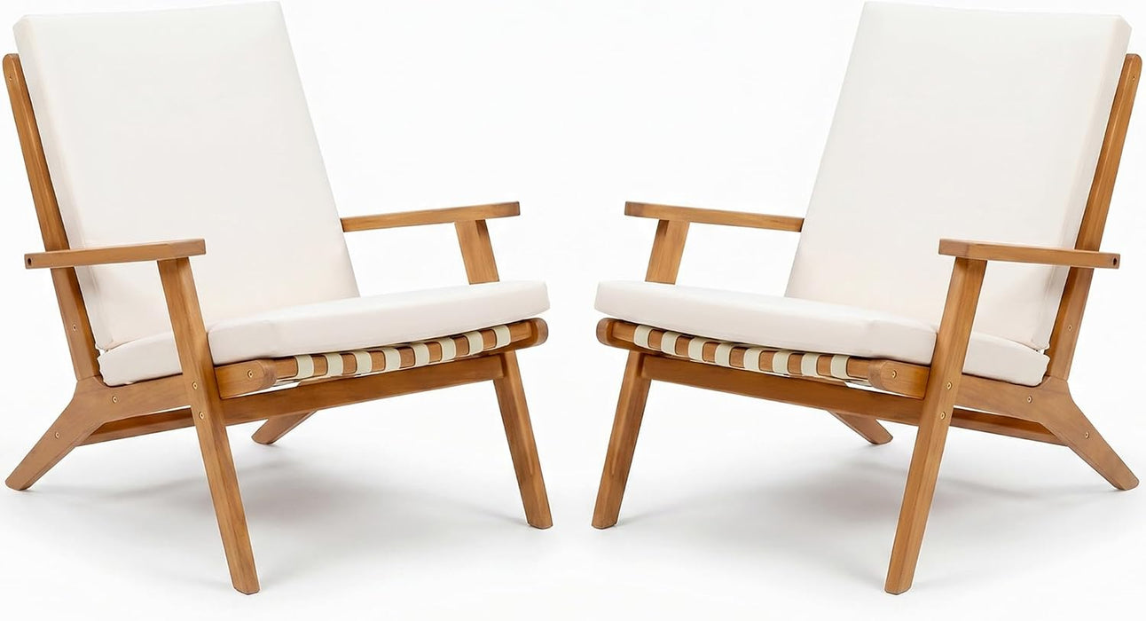 Adirondack Chairs Set of 2, PE Leather Outdoor Chairs with Cushions