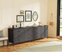 70 Inch Black Dresser for Bedroom, TV Stand for 65, 75, 80 Inch TV, 12 Fabric Drawer Long Dresser, Wide Chest of Drawer, Storage Units for Living Room
