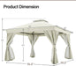 12x12 Patio Gazebo Cream White PrivacyScreen Weatherproof