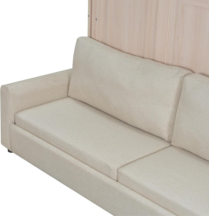 Queen Size Murphy Wallbed Beige With ConvertibleSofaLED