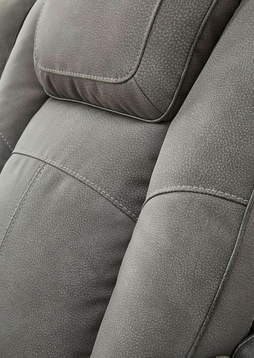 Next-Gen Durapella Modern Faux Leather Power Reclining Sofa with Adjustable Headrest, Gray
