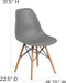 Elon Series Moss Gray Plastic Chair with Wooden Legs for Versatile Kitchen, Dining Room, Living Room, Library or Desk Use