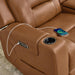 Genuine Leather Power Loveseat Recliner Sofa, Lay Flat Loveseat Reclining Sofa with Power Headrest, Cup Holders, USB & Type-C Ports, Dual Recliners for Living Room, Saddle Brown