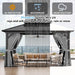10' X 14' Hardtop Gazebo, Aluminum Metal Outdoor Gazebo with Galvanized Steel Double Roof, Permanent Patio Pavilion with Breathable Netting and Curtains for Dining, Wedding, Party
