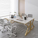 71-Inch Extra Long Desk with Storage Shelf, Gold