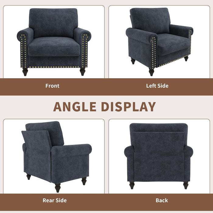 Dark Grey Upholstered Oversized Accent Chair 22Inch