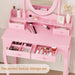 Girls Vanity Desk Set with Mirror and Cushioned Stool, 2 in 1 Pink Makeup Vanity Dressing Table with 4 Drawers for Women and Girls, Bedroom Dorm