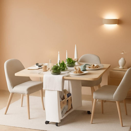 Space Saving Folding Dining Table with Storage - Kitchen Table with 6 Wheels, Drawer & Shelves, Compact Dining Table for Small Spaces,White