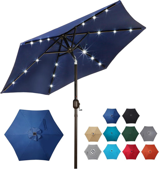 7.5 Ft Solar Umbrella, 18 LED Lighted Patio Umbrella, Table Market Umbrella