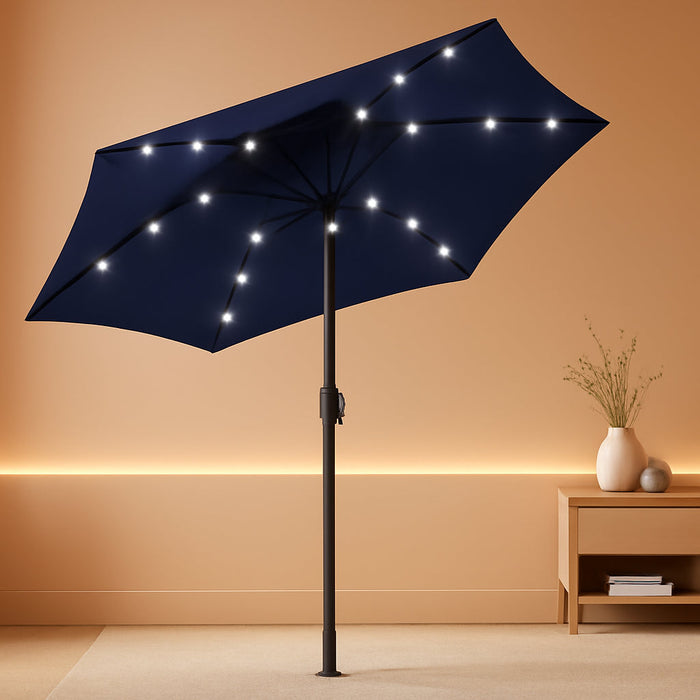 lighted patio table umbrella 9ft Solar LED x H) Canopy Ground Clearance EliteShade USA 10-Year-Non-Fading 9ft Market