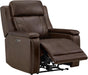 Power Recliner Lay Flat with Headrest, Leather Dark Brown