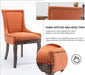 Modern Dining Chairs Set of 2, Fabric Upholstered High Back Chairs with Nailhead Trim and Curved Solid Wood Legs, Sillas De Comedor Accent Chairs for Dining Room, Orange