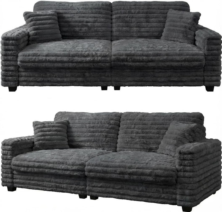 Dark Gray Corduroy Upholstered Loveseat Sofa DeepSeat