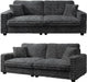 Dark Gray Corduroy Upholstered Loveseat Sofa DeepSeat