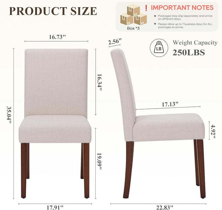 Upholstered Parsons Dining Chairs Set of 6, Modern Dining Room Chairs with Back, Fabric Kitchen Side Chairs with Wood Legs for Dinner Farmhouse Restaurant, Beige