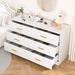 White Dresser for Bedroom with 6 Drawers, 47" Wide Modern Chest of Drawers, Wooden Dresser TV Stand,Storage Organizer for Living Room,Hallway
