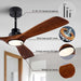 52" Wood Ceiling Fan with Lights Remote Control,Quiet DC Motor 3 Blade Ceiling Fans for Patio Living Room, Bedroom, Office,Indoor Outdoor(Black+Dark Walnut)