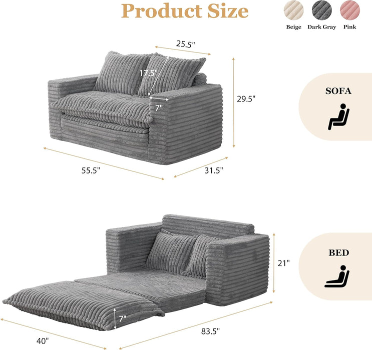 Dark Grey Interconvertible Sleeper Sofa Bed Cushions