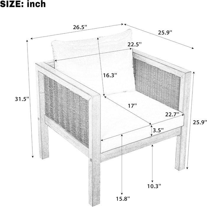 4 Piece Outdoor Conversation Set, Patio Sofa Set with Coffee Table